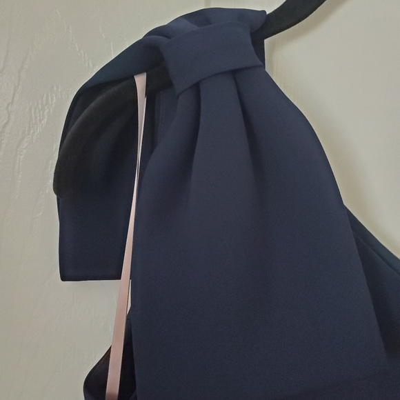 NEW Anthropologie Navy Blue One Shoulder Bow Gal Meets Glam Cocktail Dress 4 P - Picture 2 of 10